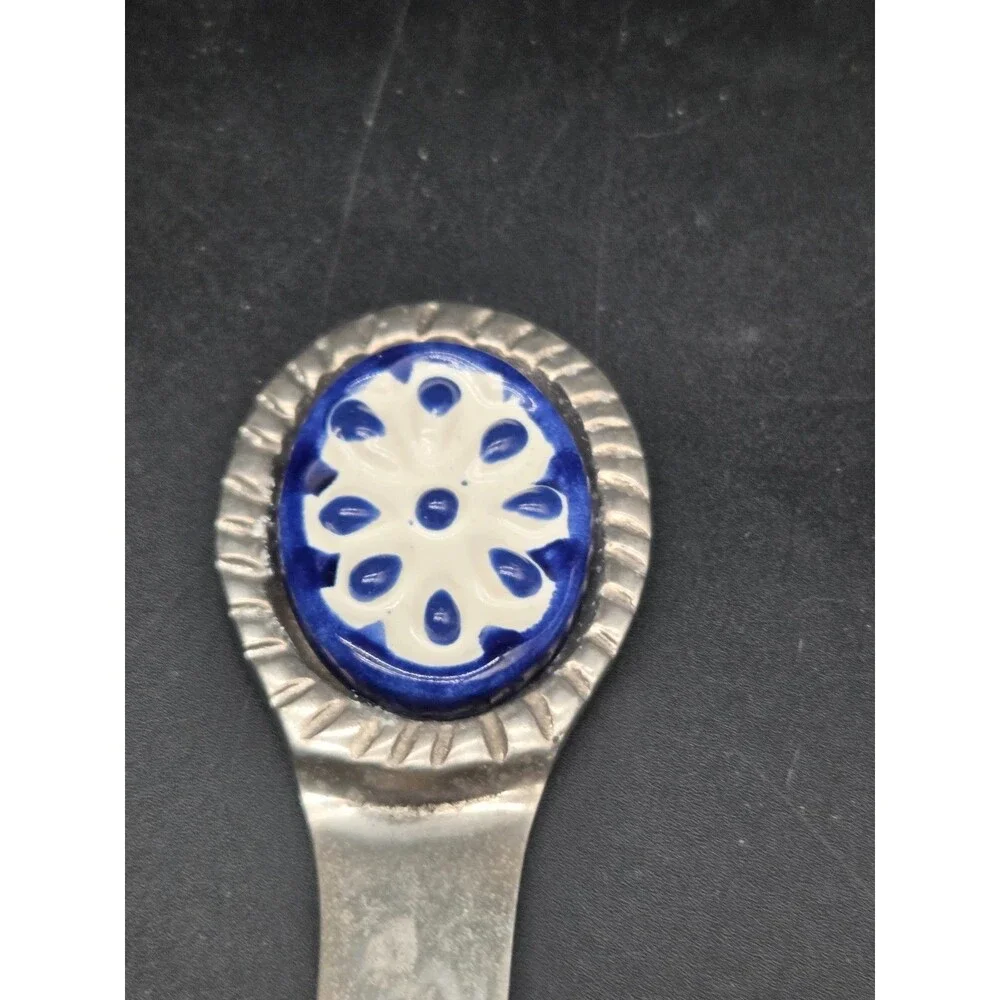 Albuhi Cast Aluminum Ceramic Salad Tossing Serving Set Fork Spoon Made in Mexico